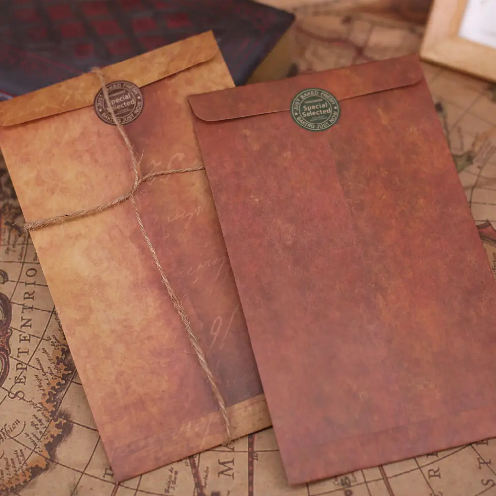 10PCS-set-Vintage-Envelopes-Kraft-Paper-Bag-Writing-Wallet-Envelope-with-Thank-You-Sticker-Wedding-Invitation.jpg 10PCS/set Vintage Envelopes Kraft Paper Bag Writing Wallet Envelope - Image 1