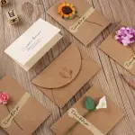 1 Set Mini Vintage Kraft Envelopes with Flower Card – Wedding Gift Note - Image 2