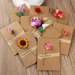 1 Set Mini Vintage Kraft Envelopes with Flower Card – Wedding Gift Note