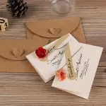 1 Set Mini Vintage Kraft Envelopes with Flower Card – Wedding Gift Note - Image 3