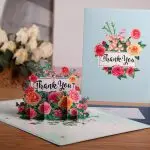 3D Fresh Flowers Pop Up Greeting Card with Envelope – Thank You Floral Card