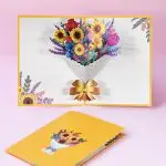 3D Fresh Flowers Pop Up Greeting Card with Envelope – Thank You Floral Card - Image 4