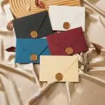 5pcs Wine Red Vintage Cashmere Envelopes with Letter Pads - Image 2