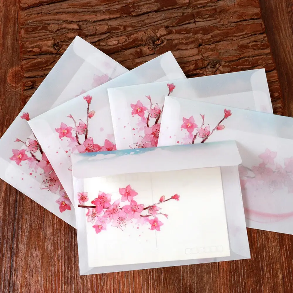 5pcs-Vintage-Translucent-Peach-Blossom-Pattern-Envelope-Kawaii-Wedding-Invitation-Greeting-Card-Cover-School-Letter-Supplies.jpg 5pcs Vintage Translucent Peach Blossom Pattern Envelope - Image 1