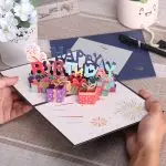 Happy Birthday 3D Pop Up Greeting Card – Birthday Cake Design with Folding Pattern